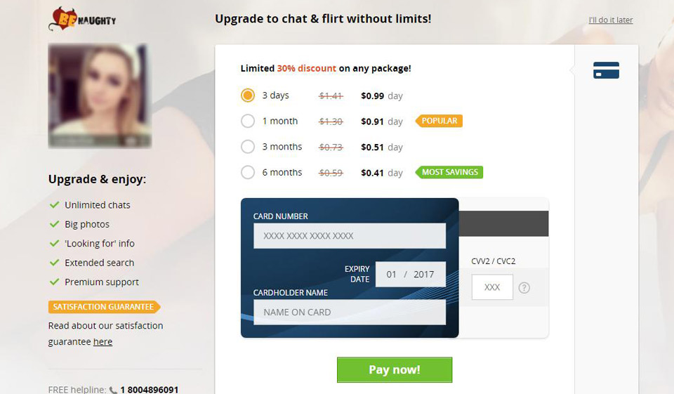 Precios y Planes de BeNaughty